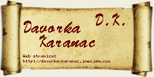 Davorka Karanac vizit kartica